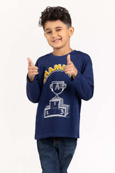 Toddler Boy Navy Knit T-Shirt 224-513-025